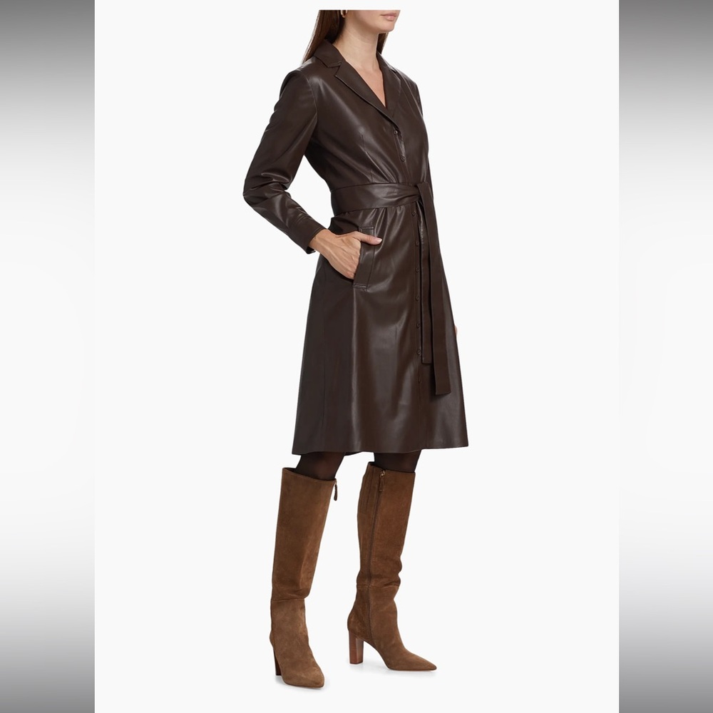 Kobi Halperin's Dixie faux leather midi shirtdress - Picture 3 of 10